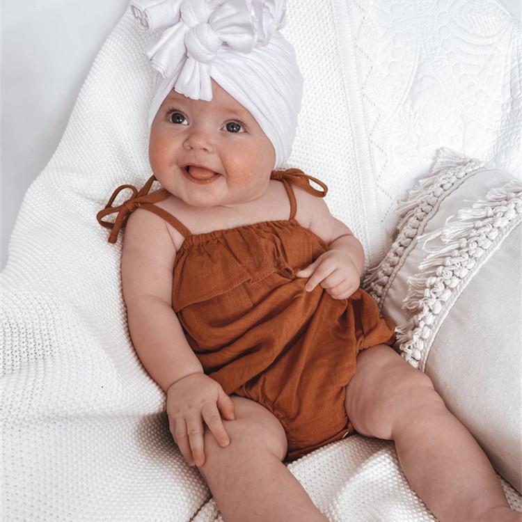 Baby Summer Linen Sleeveless Jumpsuit - Zomer Baby Meisje Kleding Romper Strik