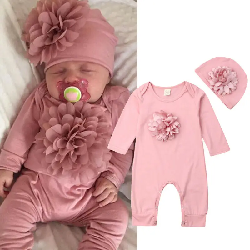 Newborn Baby Girl Romper Floral - VISgogo 2 cs pasgeboren rompertjes lente