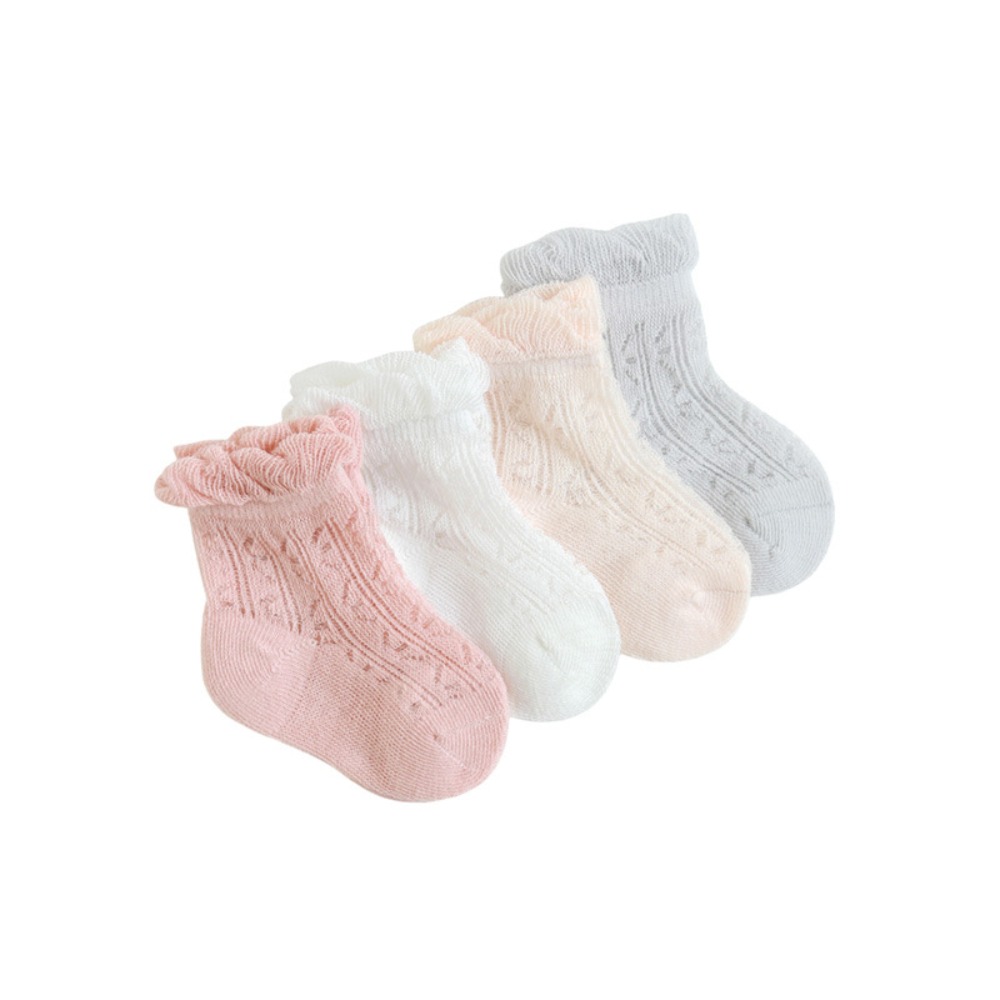Unisex Baby Socks Non Slip - 4 paar zoete katoenen baby sokjes