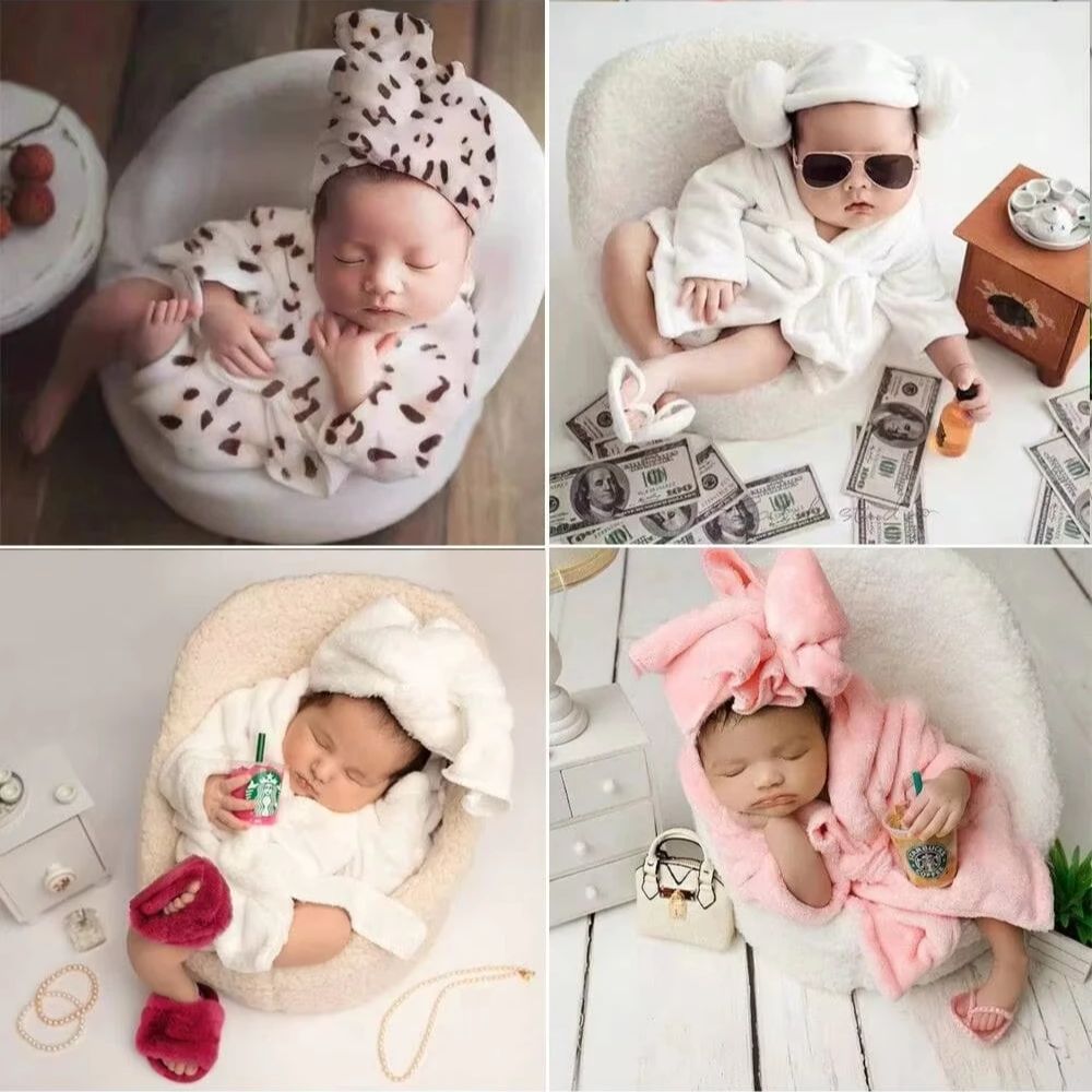 Infant Photography Props Outfit - Zachte fleece pasgeboren fotografie rekwisieten babybadjas