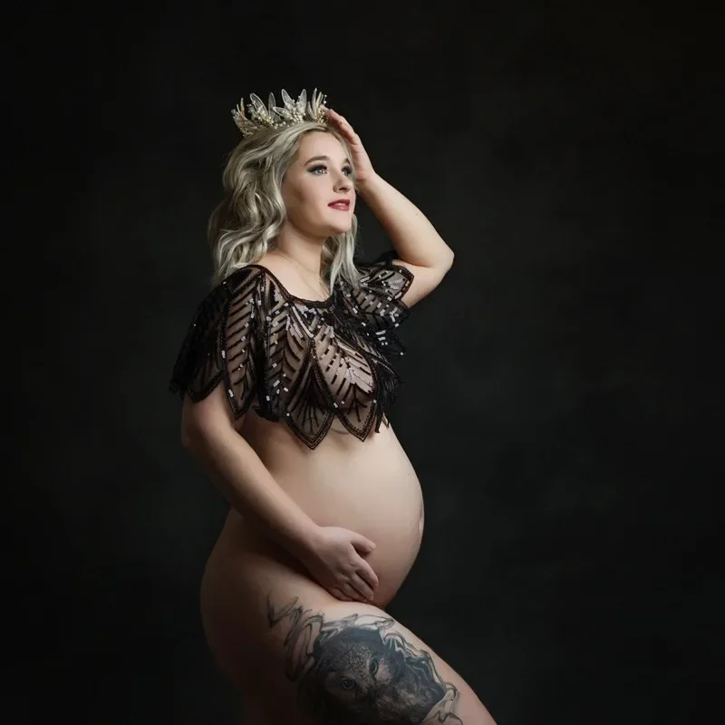 Maternity Wear - Zwangerschapsfotografie Cape Pailletten Tops voor zwangere