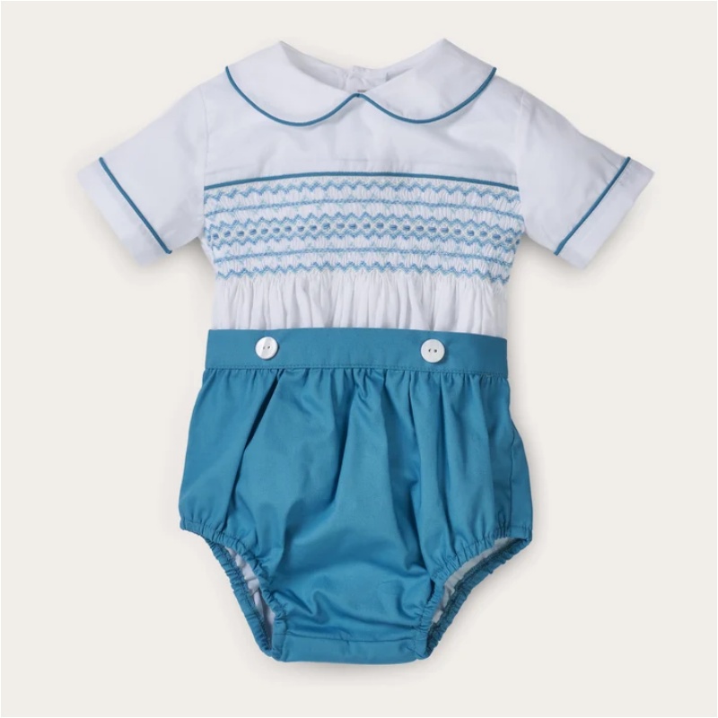 Baby Boy Suit Set Baptism - 0-6 jaar Zomer Baby Jongen Handgesmokt
