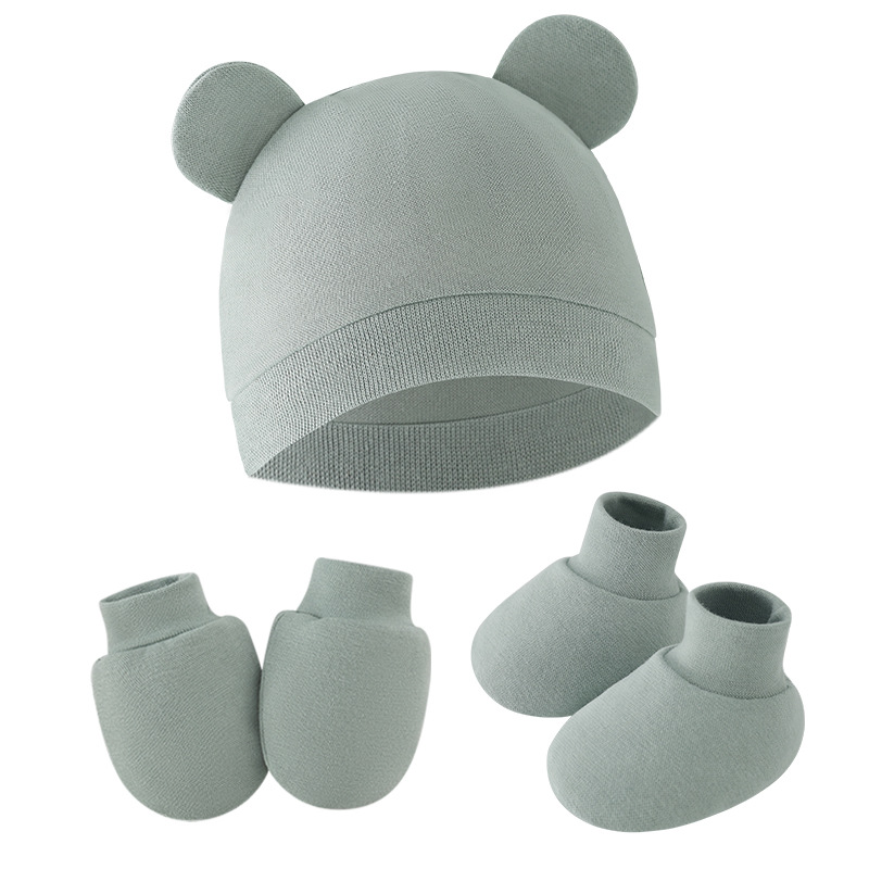 Infant Beanie Hat With Ears - Schattige babymutsje pasgeboren motorkap handschoenen sokken