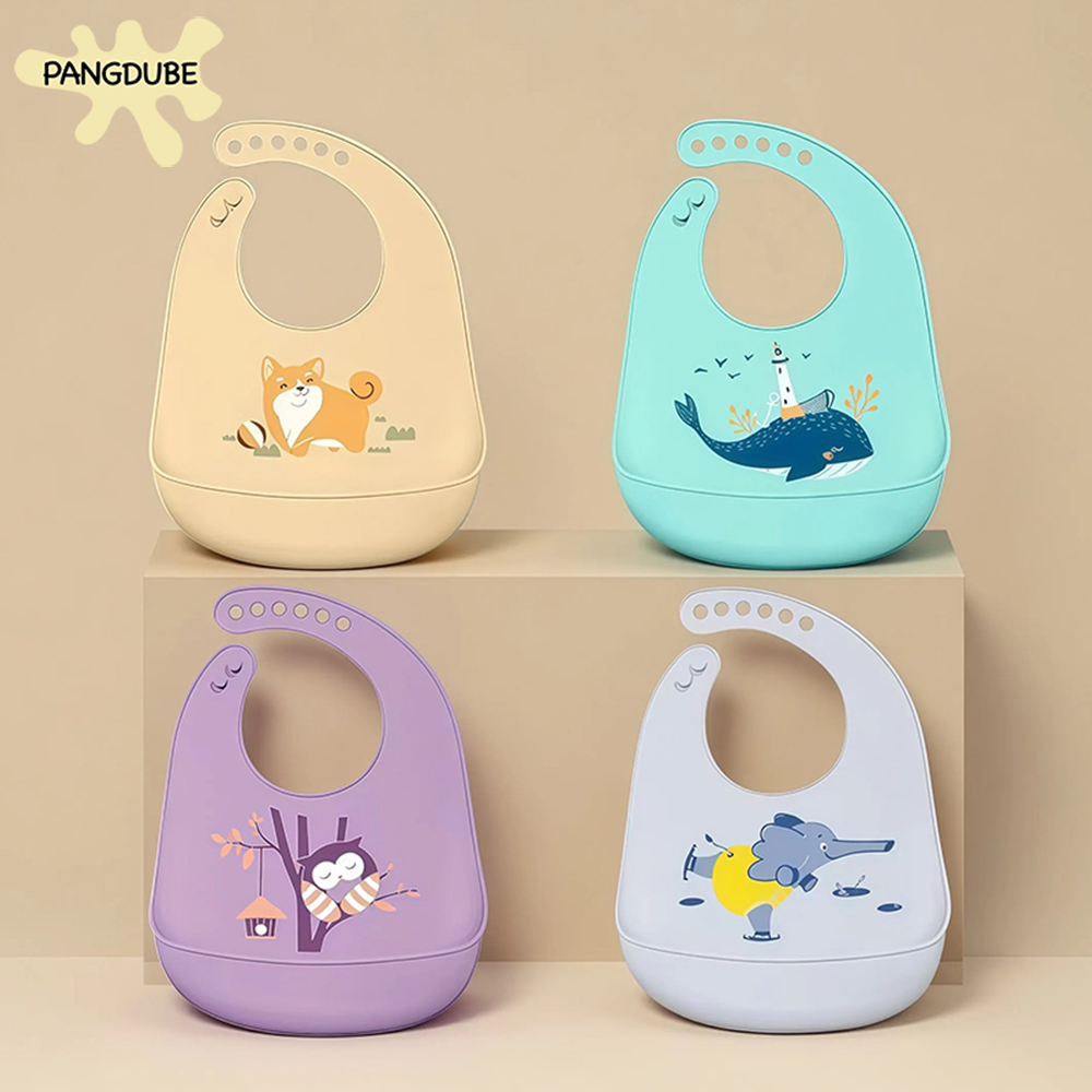 Waterproof Baby Bibs Silicone - PANGDUBE Slabbetjes Waterdichte siliconen verstelbare voedingsslab