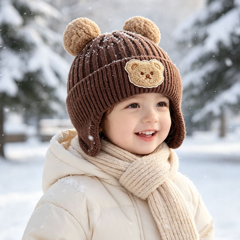 Infant Beanie Hat With Ears - 1-10 stuks Baby Beerenoortjes Gebreide Muts