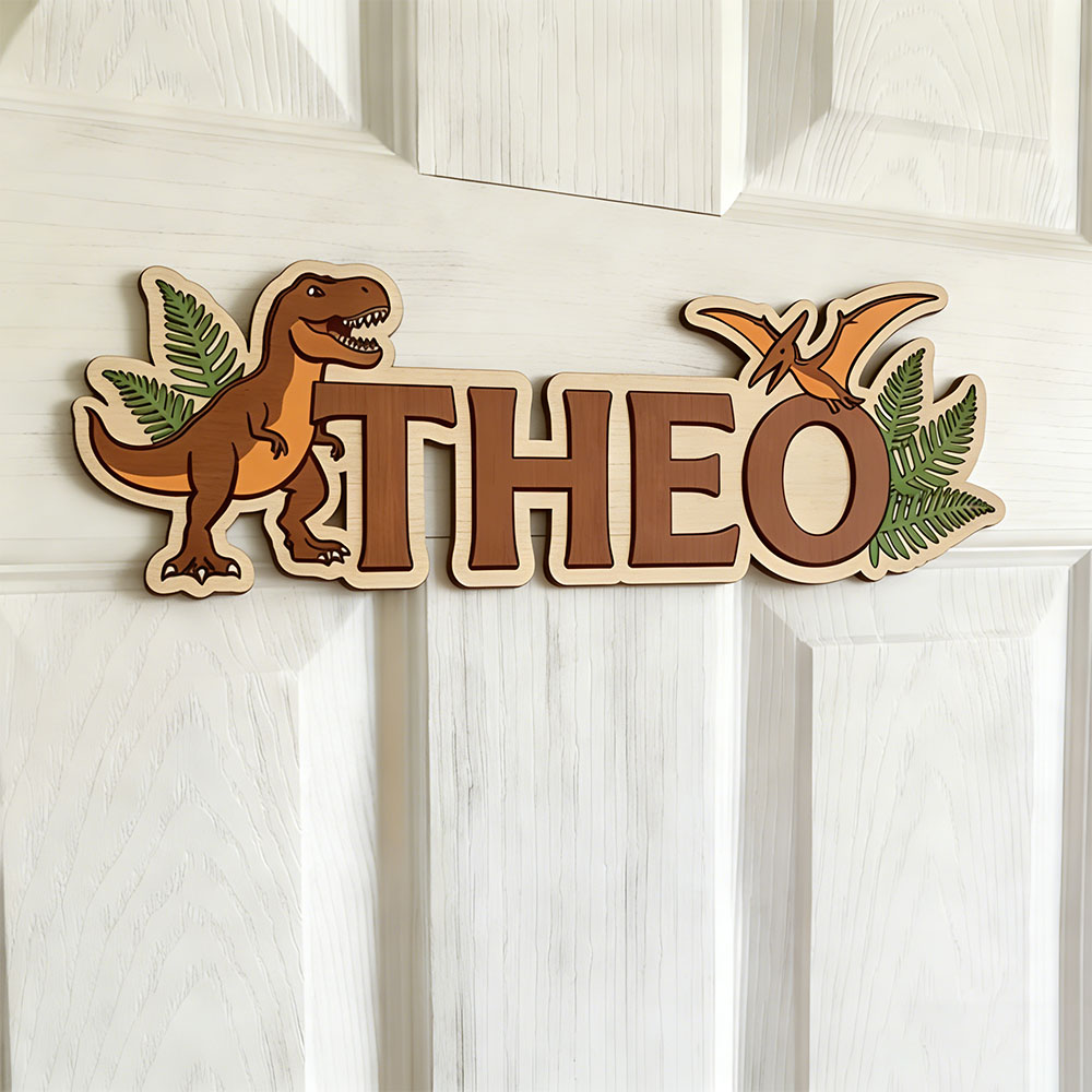 Nursery - Gepersonaliseerd dinosaurusnaambord voor de geliefde baby,