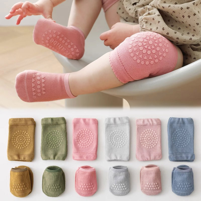 Unisex Baby Socks Non Slip - 3 sets babysokjes en kniebeschermers effen