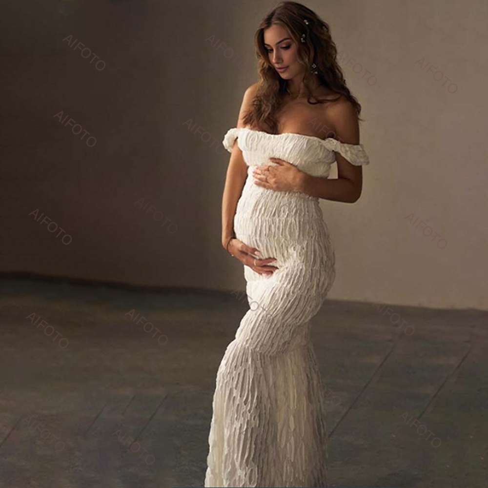 Maternity Wear - Zwangerschapsjurk Fotografiestudio Zwangerschapsjurk Elegante geplooide maxi-rok