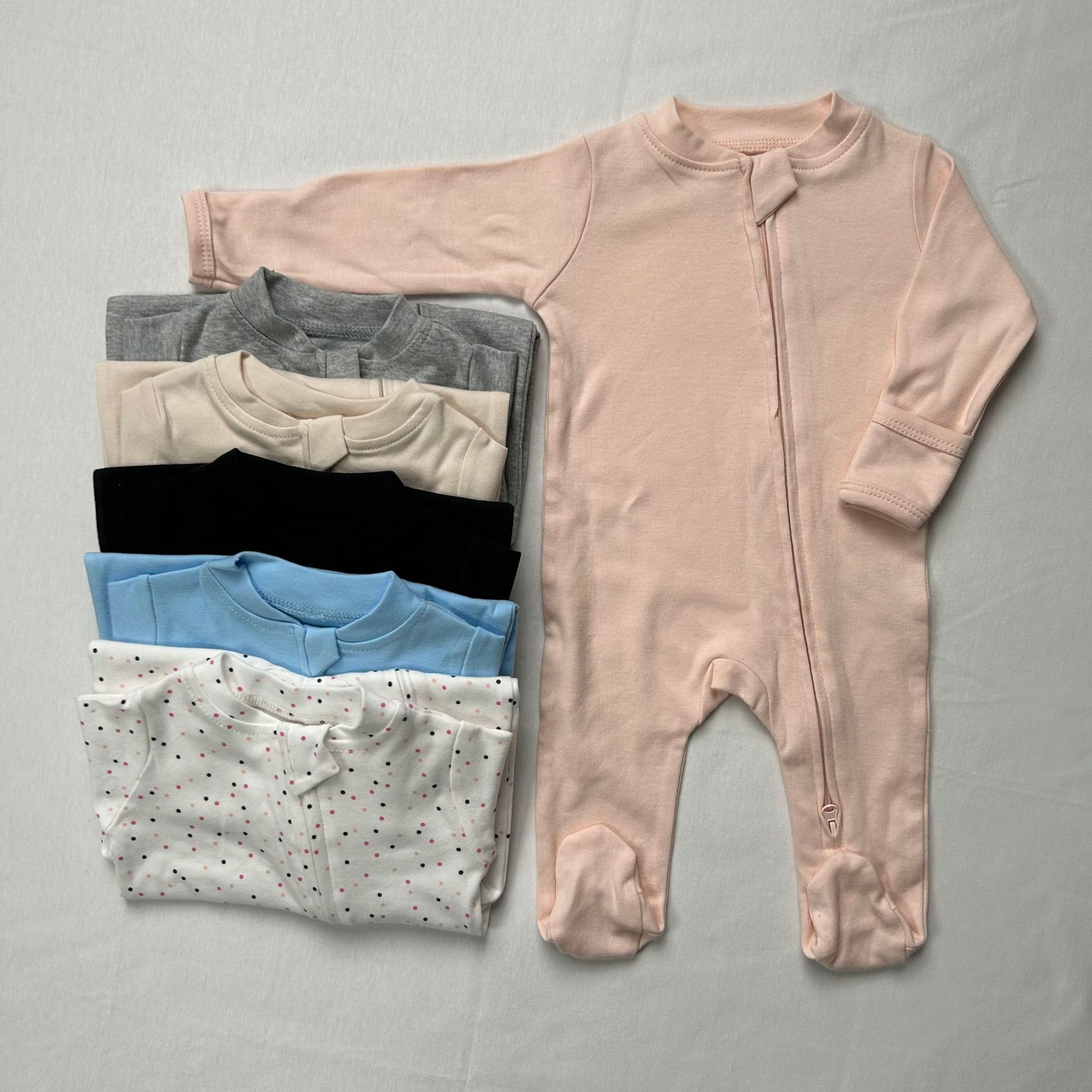 Cotton Baby Onesies Zipper - Unisex babyromper met driehoekige halslijn, katoenen