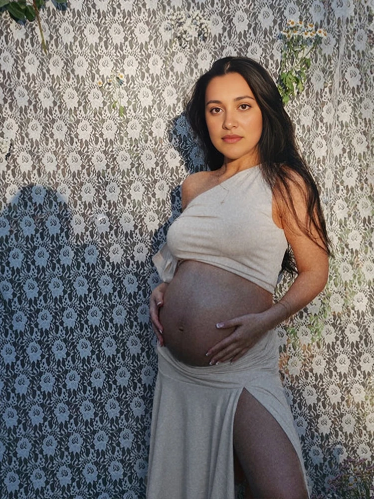 Maternity Wear - Off-shoulder zwangerschapsjurken fotoshoot tweedelige set zwangerschapsjurk