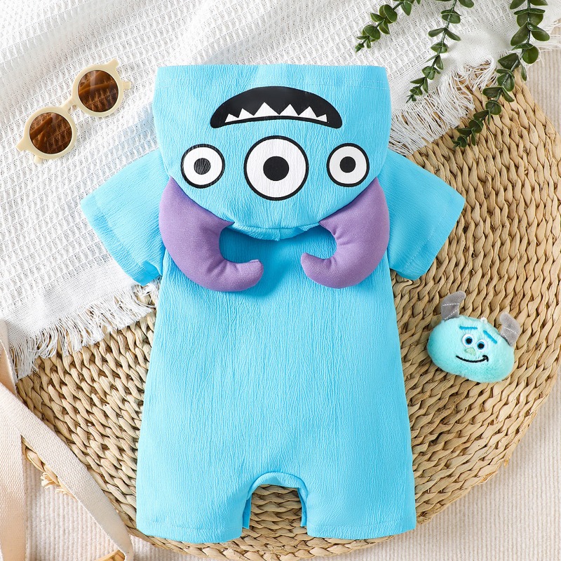 Baby Blauwe Monster Romper met - Cotton Baby Onesies Zipper recensie en prijs