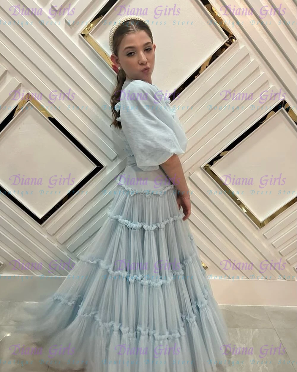 Elegante kwaliteit lichtblauwe - Toddler Girl Tulle Party Dress recensie en prijs