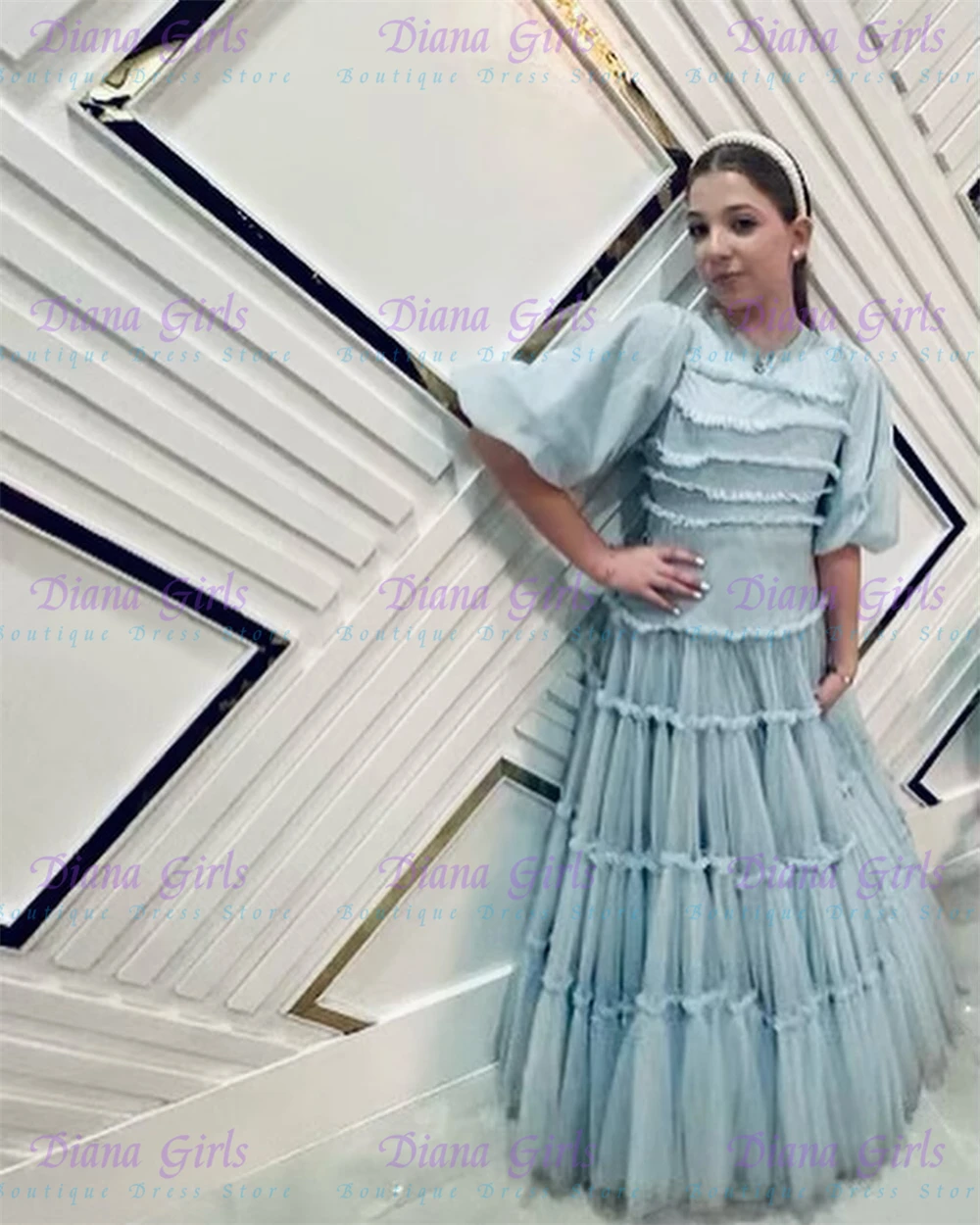 Elegante kwaliteit lichtblauwe - Toddler Girl Tulle Party Dress recensie en prijs