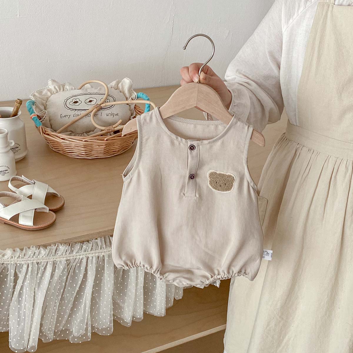 Baby Summer Bear dunne mouwloz - Baby Summer Linen Sleeveless Jumpsuit recensie en prijs