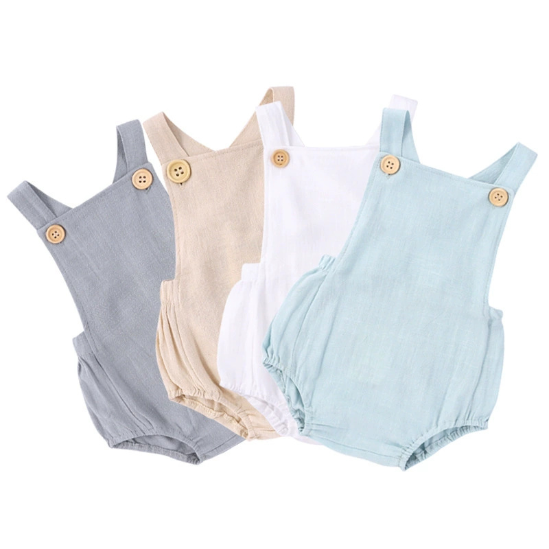 2023 zomer pasgeboren baby jon - Baby Summer Linen Sleeveless Jumpsuit recensie en prijs