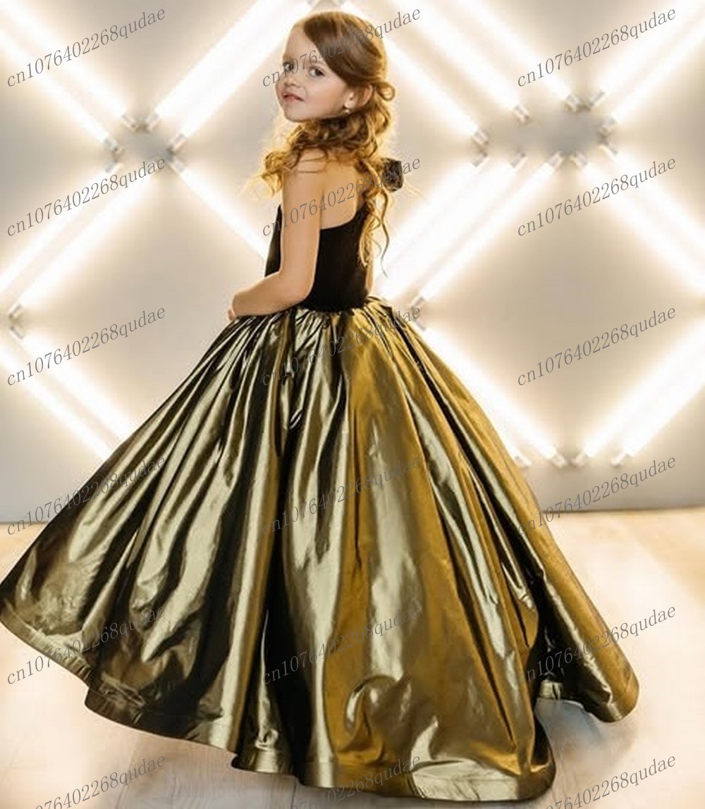 Nieuwe zwarte en gouden satijn - Toddler Girl Tulle Party Dress recensie en prijs