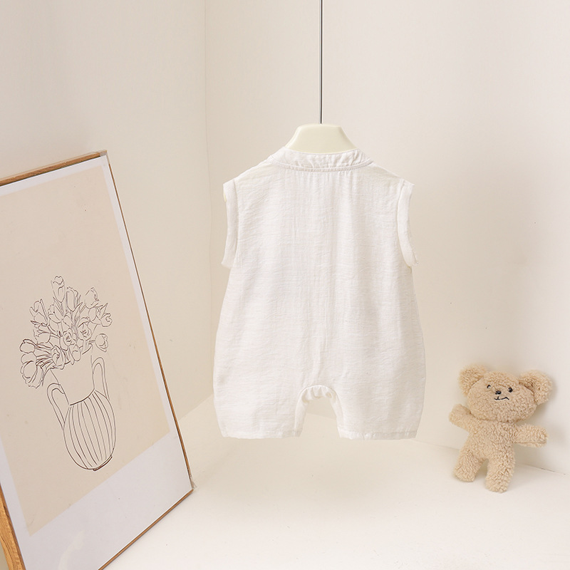 Baby jongens zomer romper cart - Baby Summer Linen Sleeveless Jumpsuit recensie en prijs